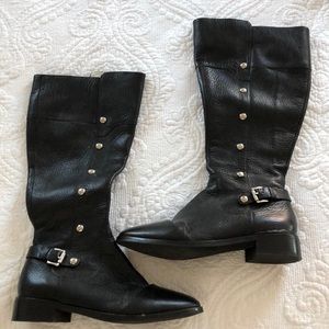 Michael Kors black leather riding boot.
